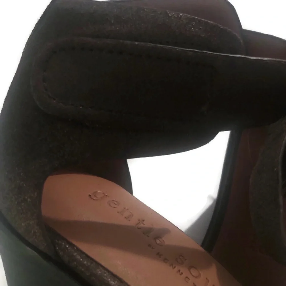 Gentle Souls By Kenneth Cole Leather Brown Metallic Blaise Wedge Sandal Sz 7 EUC